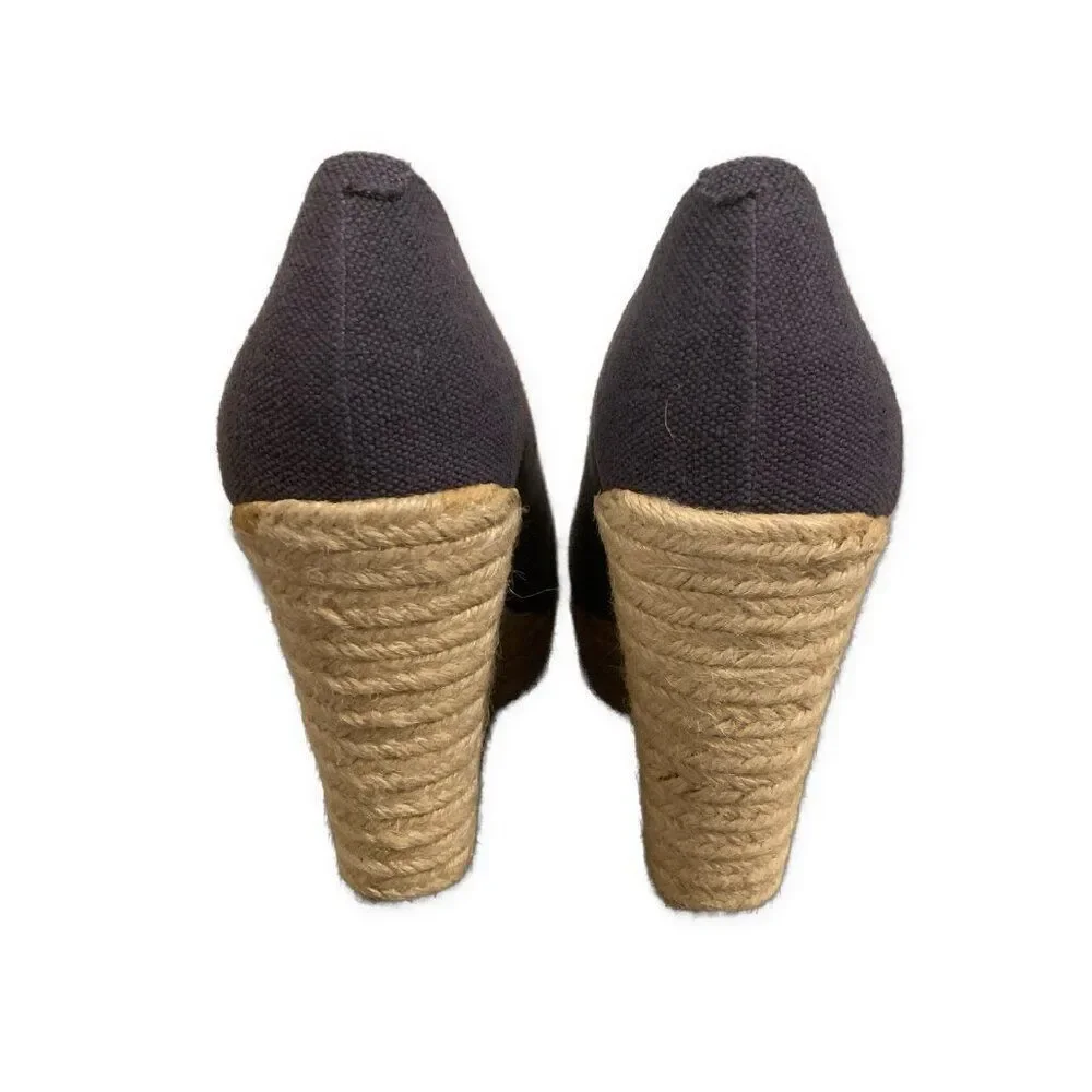 Vince Camuto Womens Blue Beige Espadrilles Wedge Peep Toe 7.5